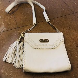 Gianni Bini White Vegan Crossbody with Tassels